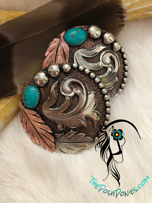 Handmade Turquoise Feather Swirl 1.75"-matches collection-each sold separate