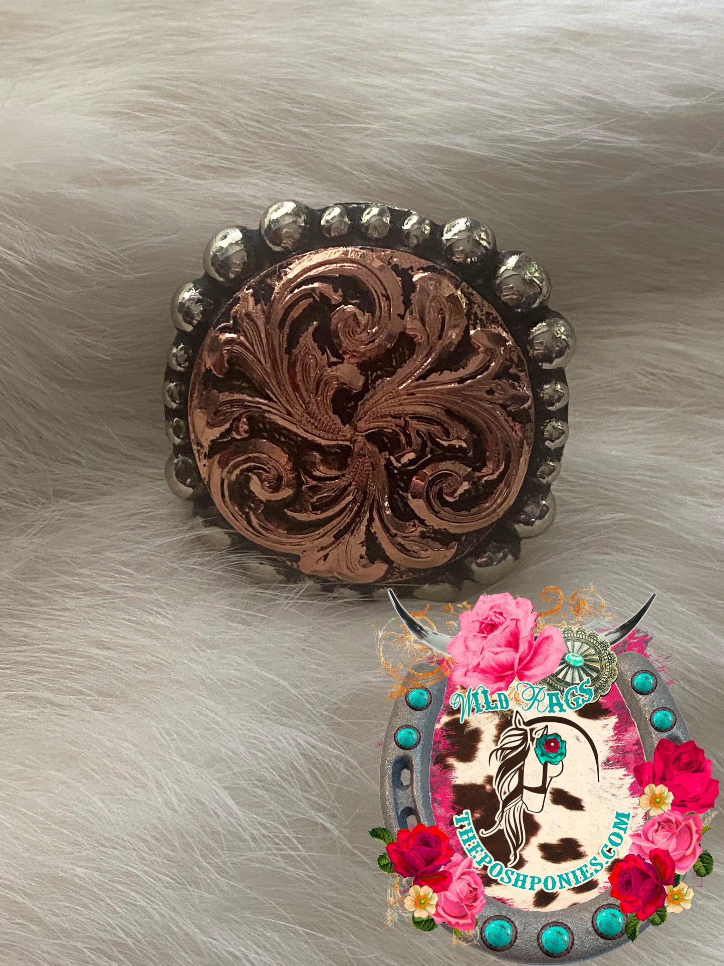 Handmade Copper Filigree Wild Rag Slide 5/8" Double Rings