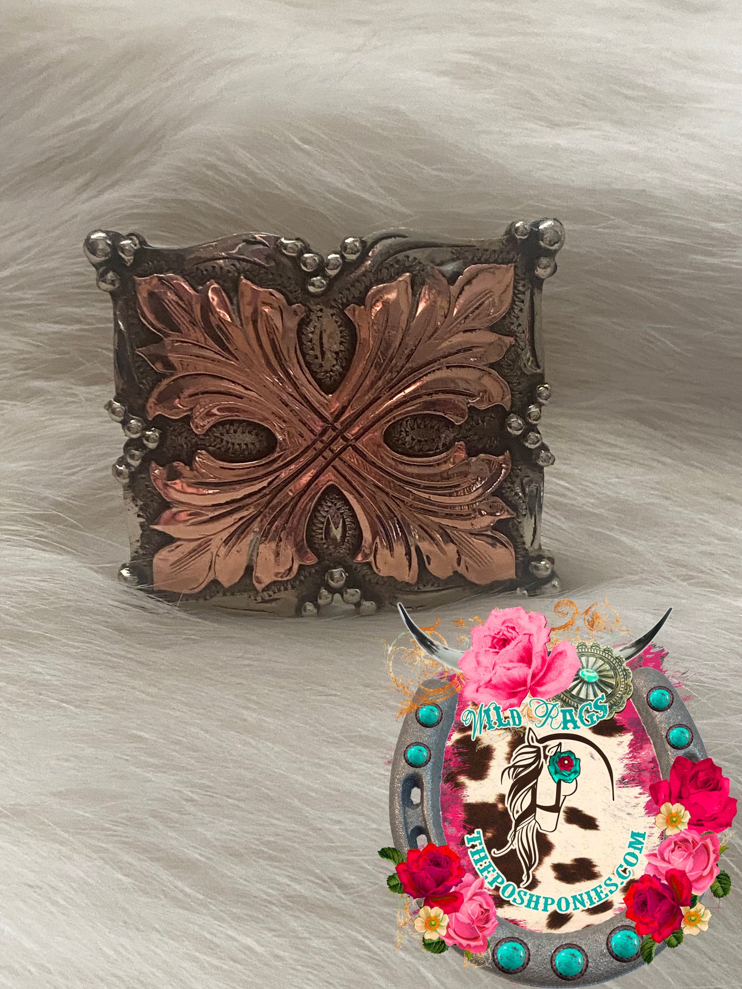 Handmade Copper Square Dazz Wild Rag Slide 5/8" Double Rings