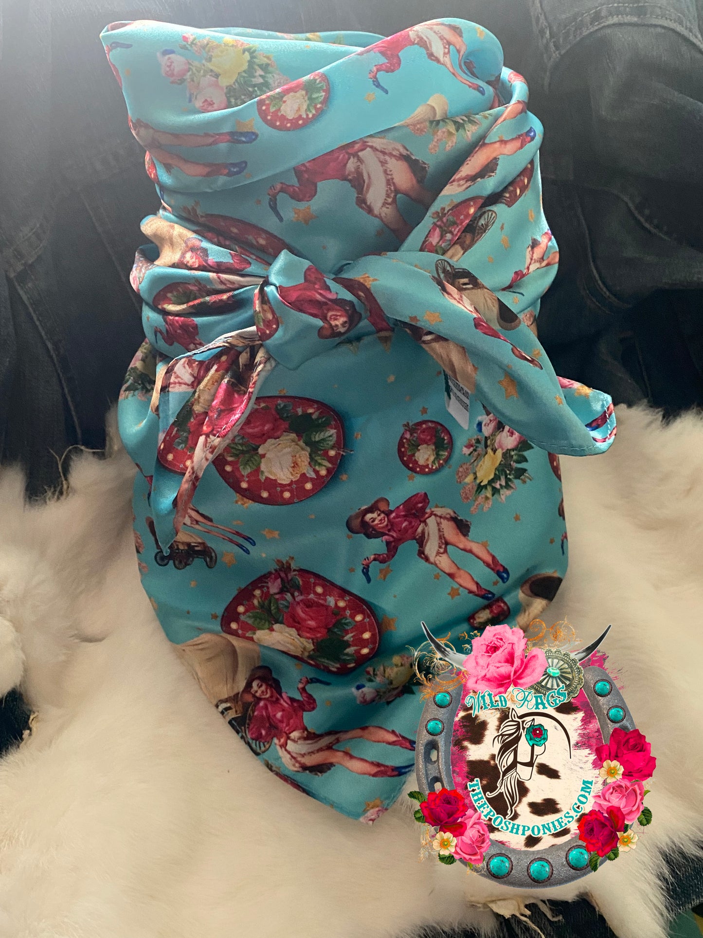 Custom Annie Oakley and Roses Wild Rag 35 x 35