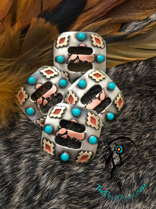 Handmade Bear Paw Slotted Conchos-1.25" in stock only-Each Sold Separately