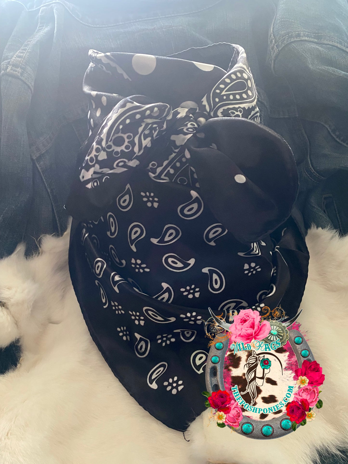 Black Paisley & Polka Dots Wild Rag 35 x 35