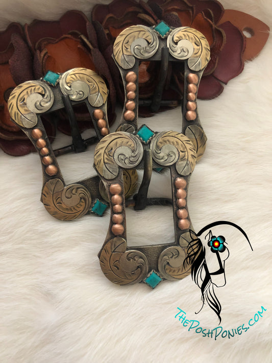 Handmade Feather Swirl Satin Cart Buckle 3/4"