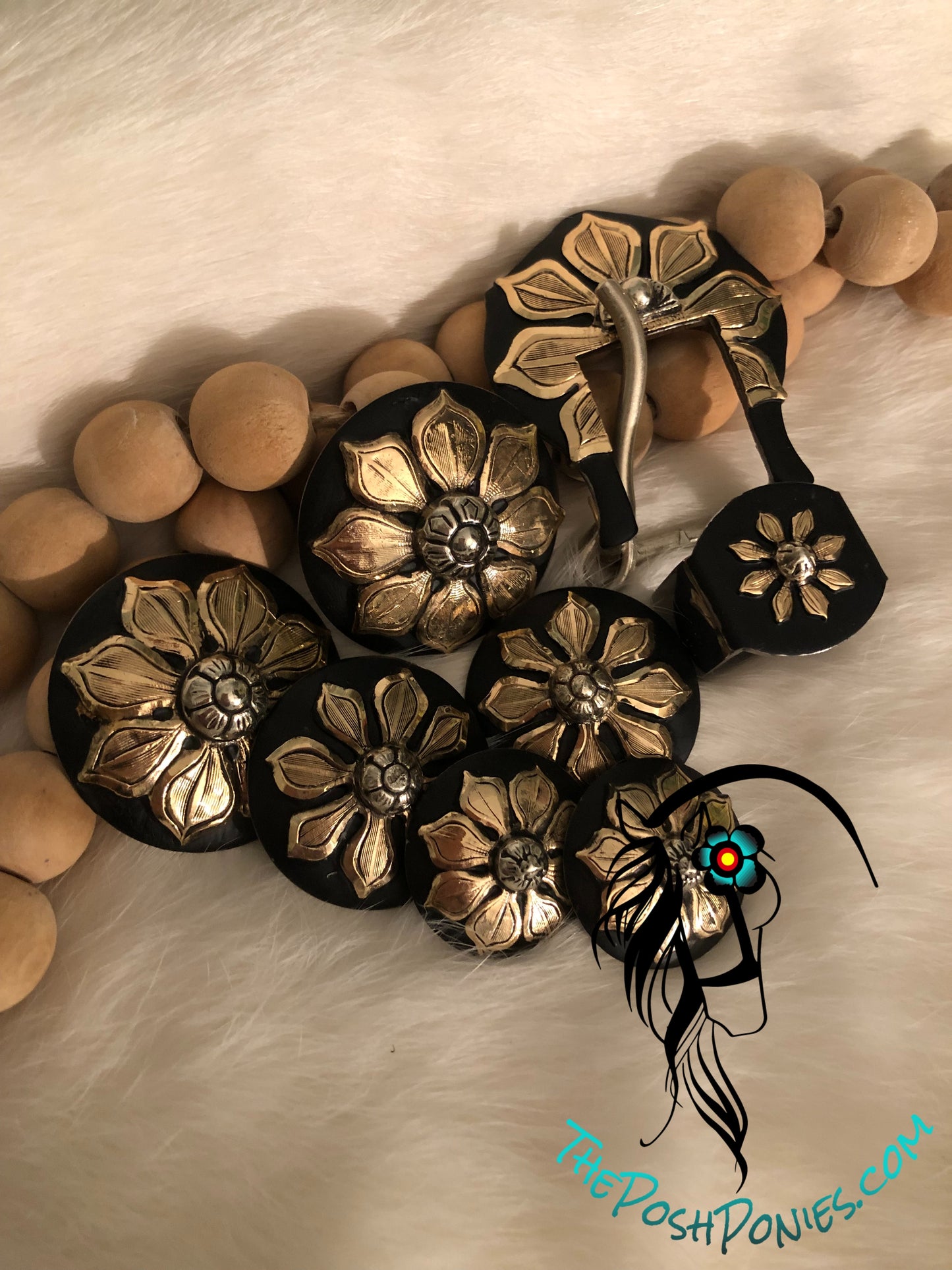 Handmade Brass Sunflower Shiny/Lustre Finish Collection- 3/4" Buckle/Keeper-each sold separately
