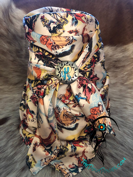 Vintage Cowboy Roy Rogers Round Up Wild Rag-Custom- 35 x 35