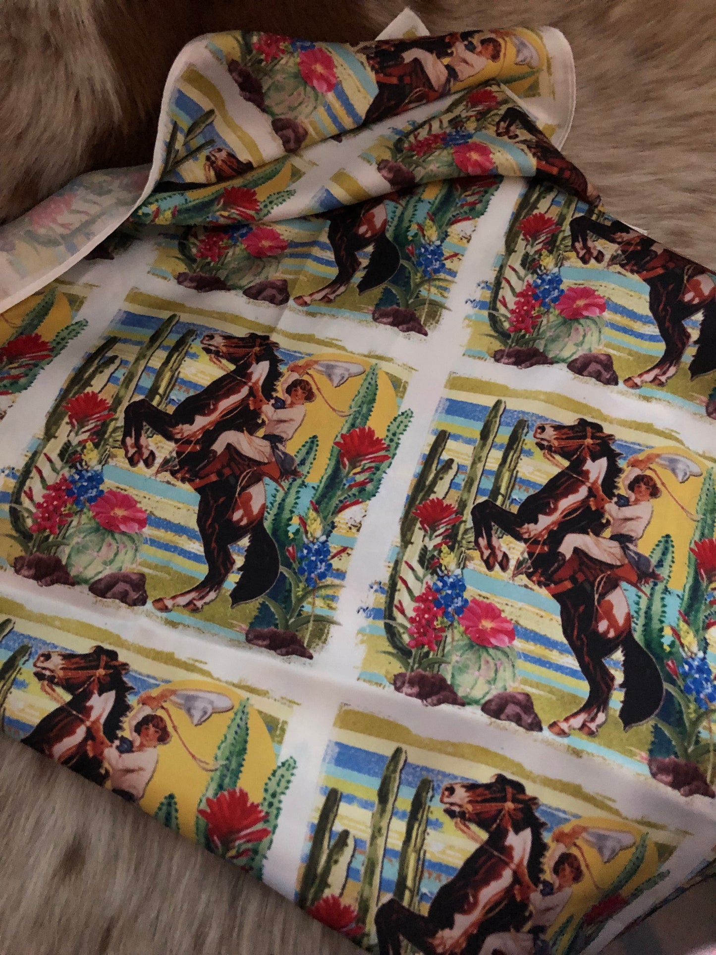 Custom Vintage Cowgirl Wild Rag 35 x 35