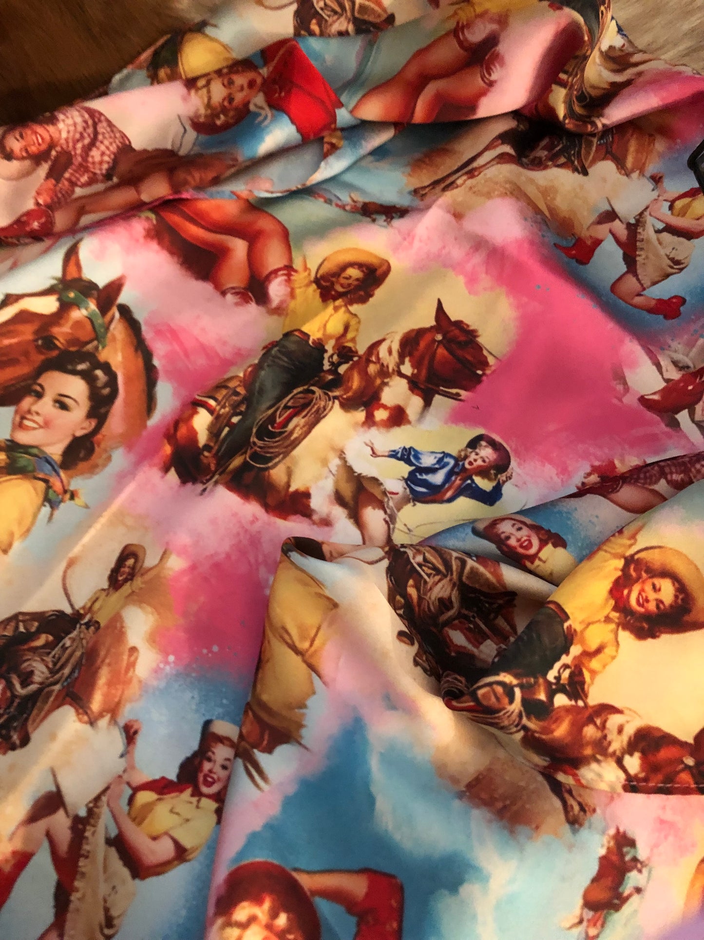 Vintage Cowgirl Pinup Wild Rag-Custom-35 x 35