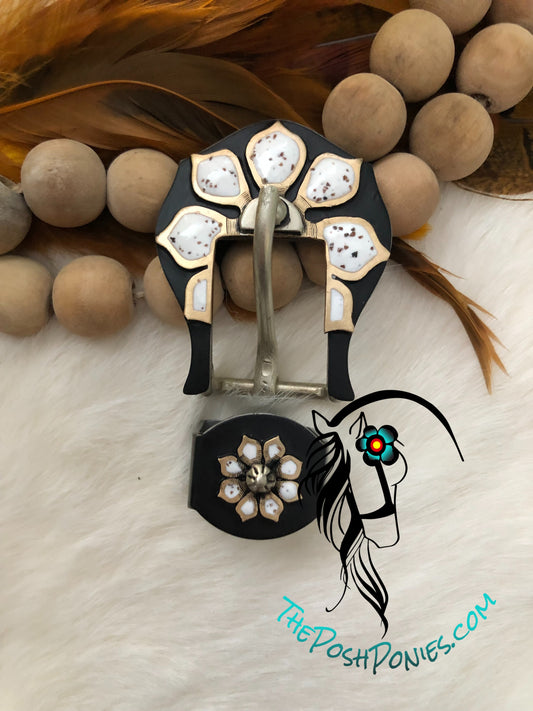 Handmade White Sunflower 3/4" Buckle with keeper