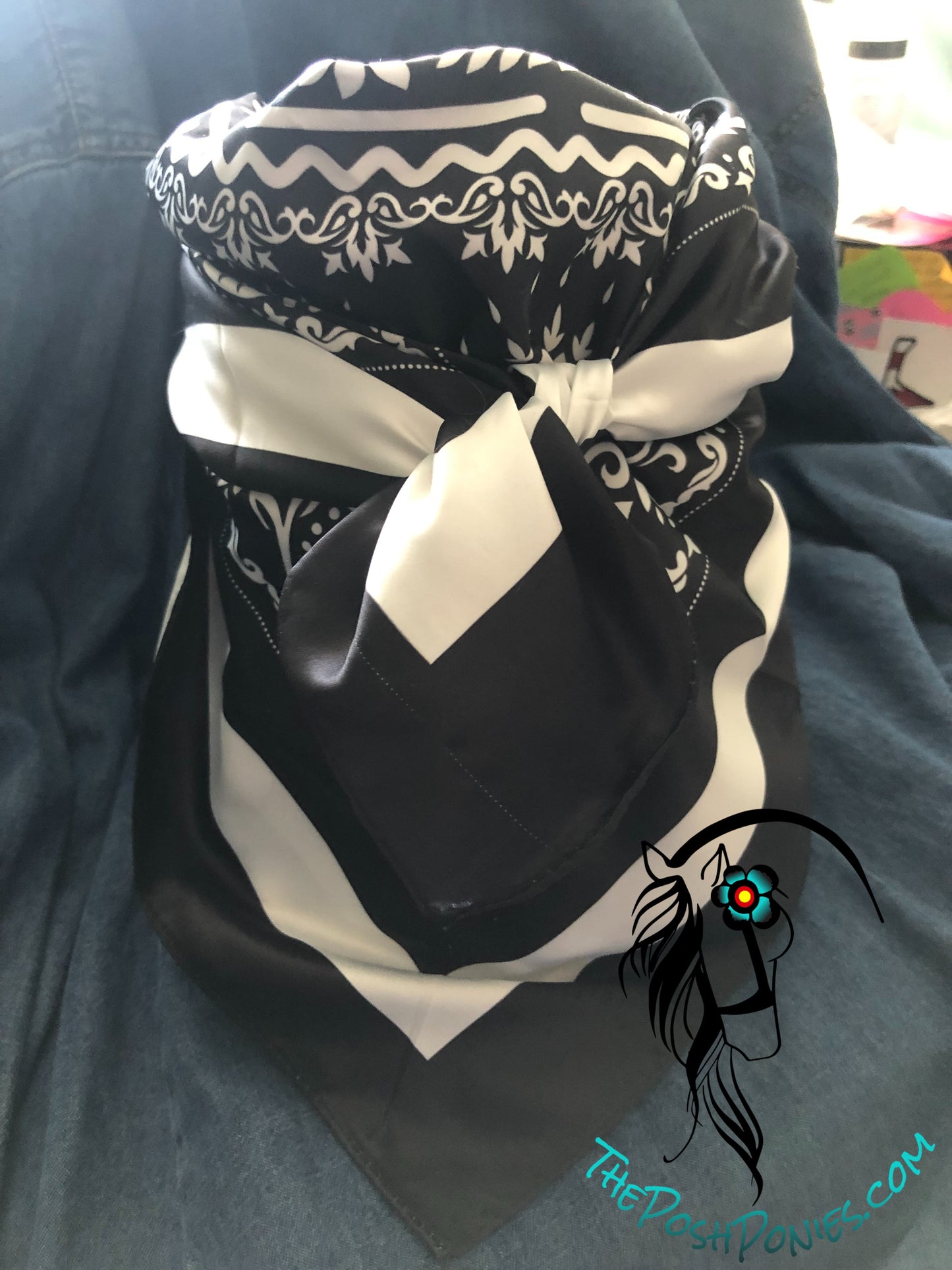 Wild Rag Black & White western print-36x36