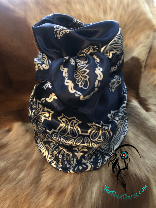 Traditional Paisley Dark Blue Wild Rag 35 x 35