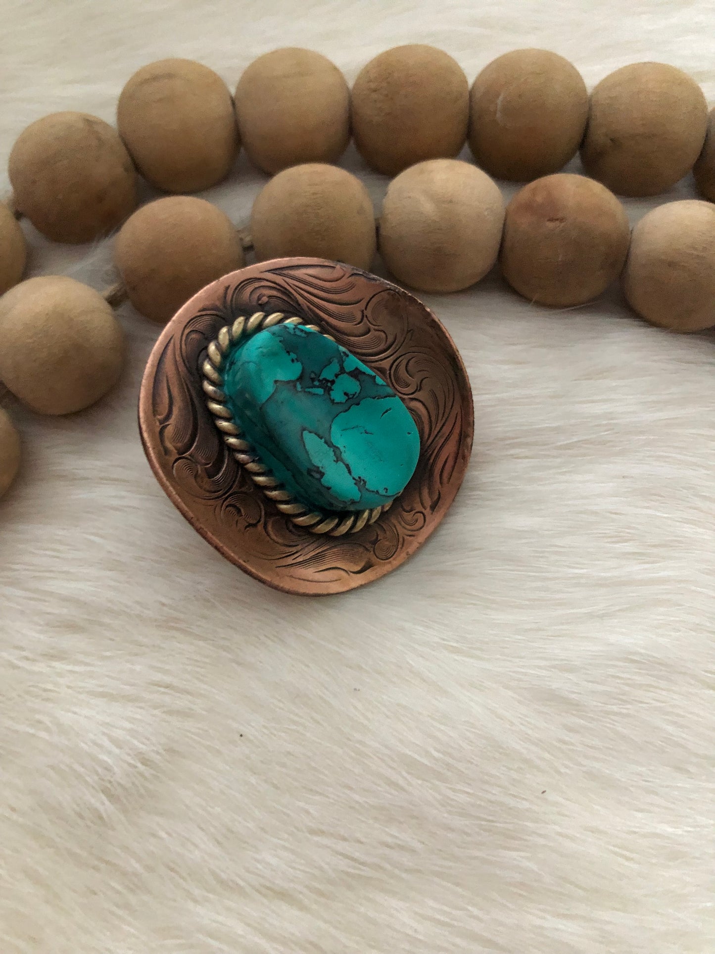 Handmade Turquoise Copper Cowboy Hat Wild Rag Slide