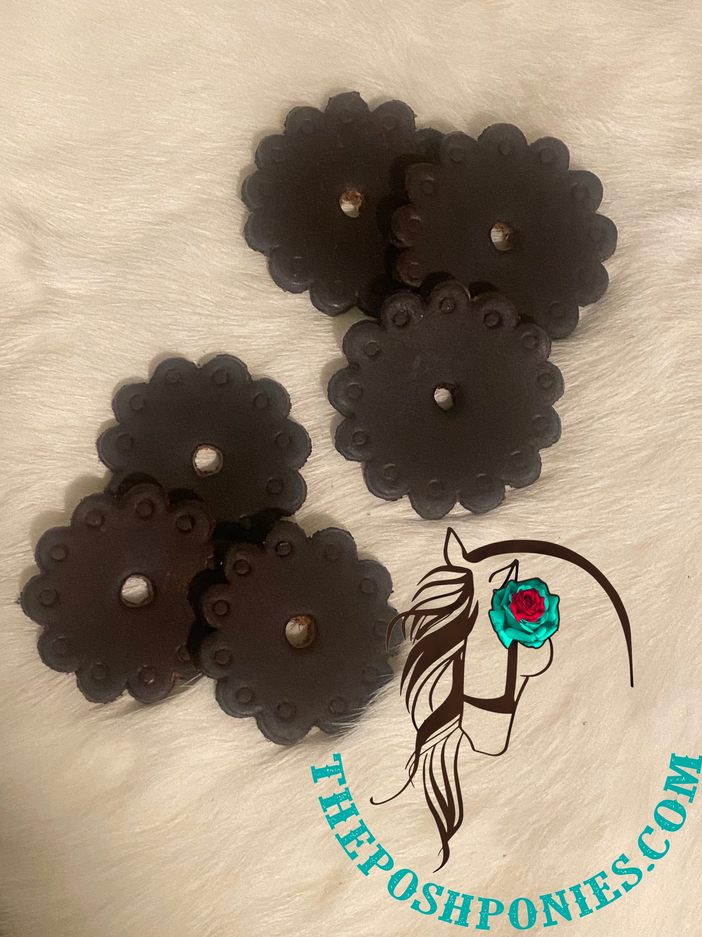 Dark Oil Leather Fancy Chicago Back Rosettes