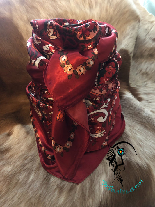 Dark Red Paisley Wild Rag 35 x 35