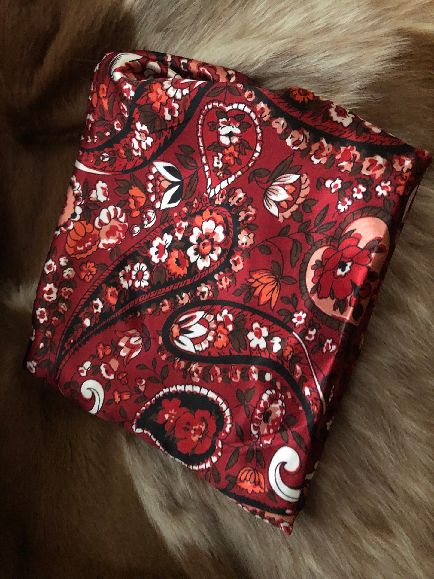 Dark Red Paisley Wild Rag 35 x 35