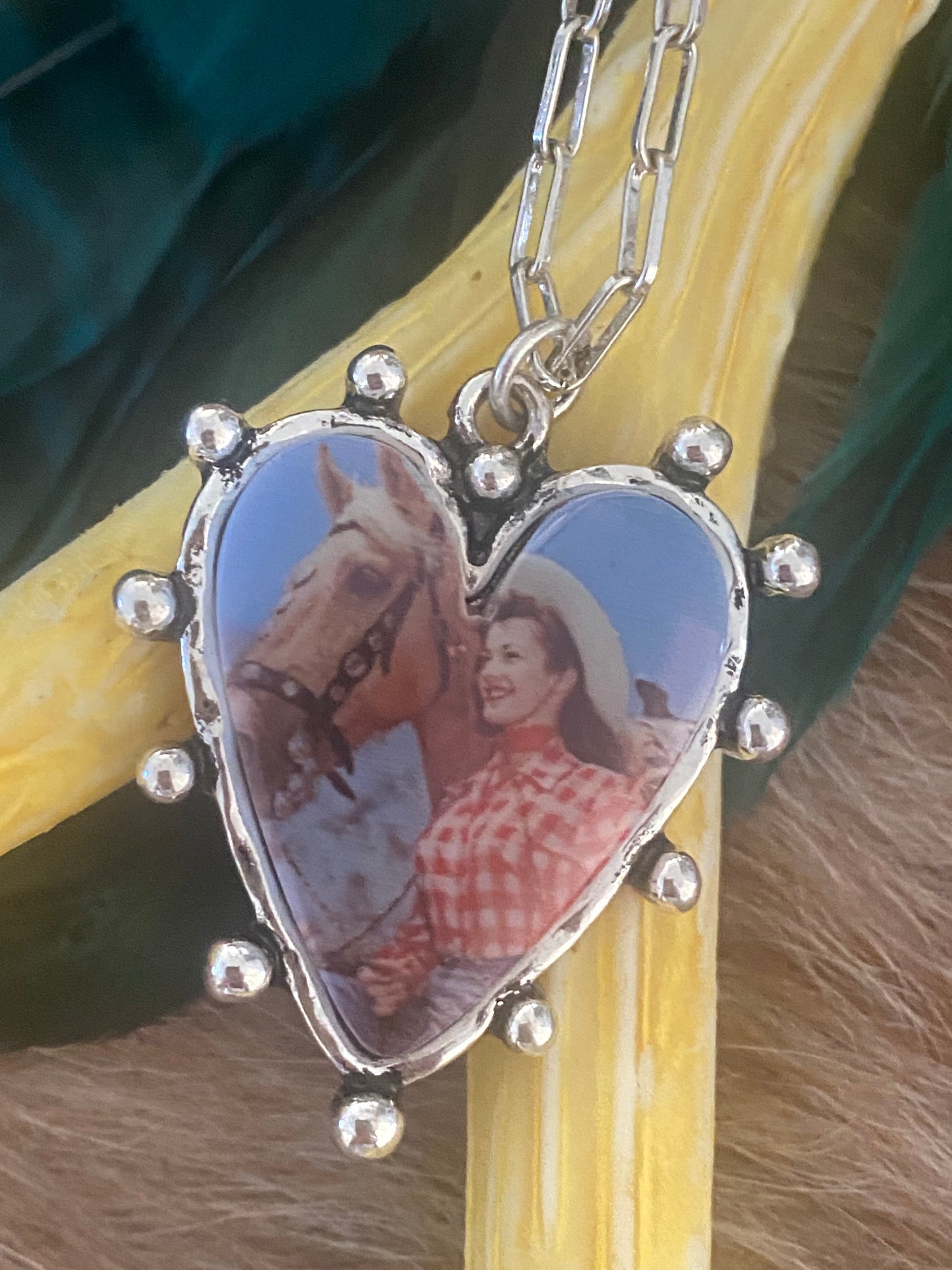 Vintage Cowgirl and Her Horse necklace