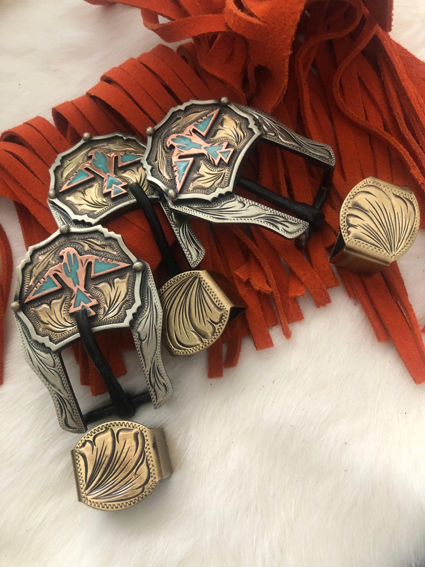 Handmade Thunderbird 3/4" Buckle/Keeper Set Matte Metal Finish-each