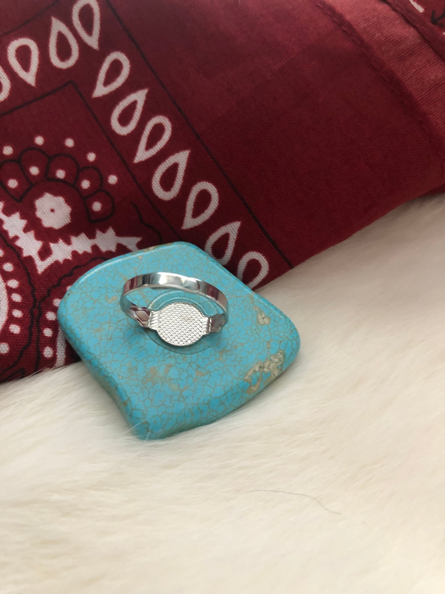 Turquoise Slab Wild Rag Ring