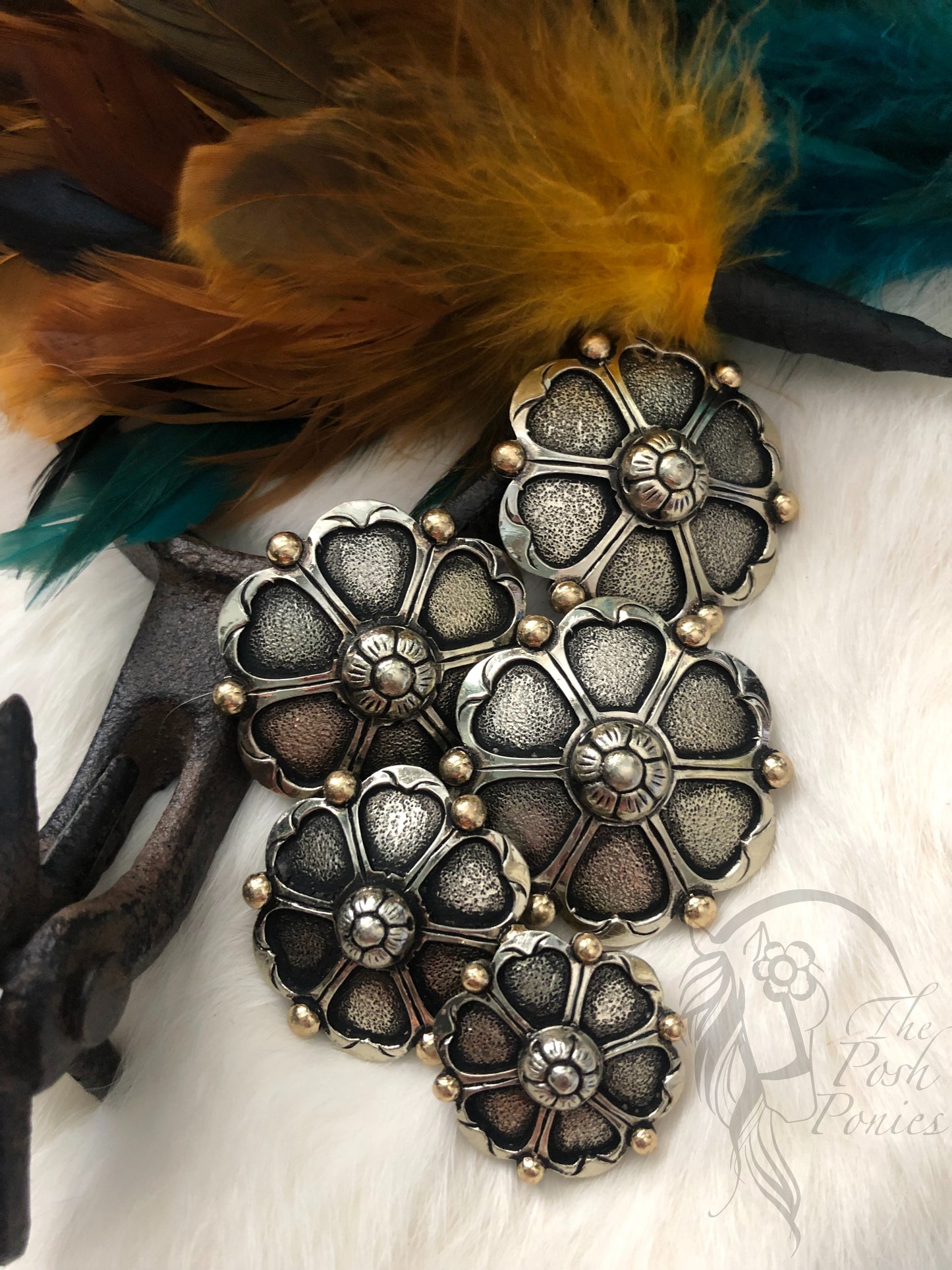 Handmade Nickel with Brass spots Pinwheel design 3 sizes available-each piece sold individually