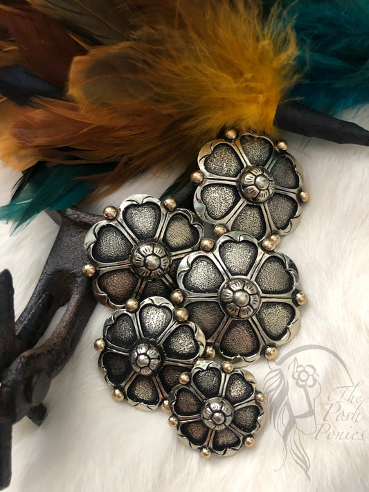 Handmade Nickel with Brass spots Pinwheel design 3 sizes available-each piece sold individually