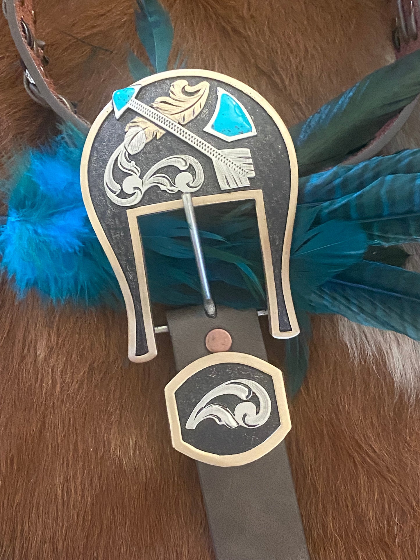 Handmade 1.5" Arrow Belt Buckle with Keeper