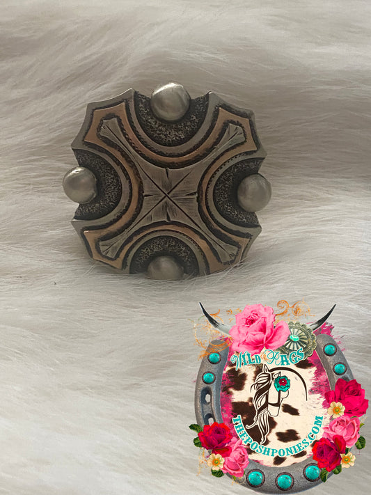 Handmade Cross with Spots Wild Rag Slide with 5/8" double rings
