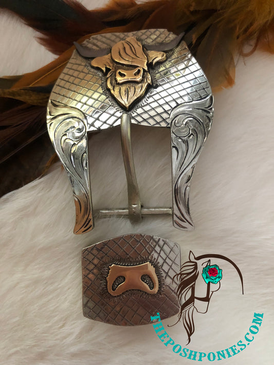 Handmade 1" Hottie Highlander Tack Buckle/Keeper Set