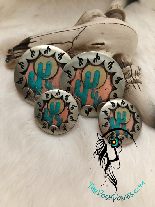 Handmade 3D Copper Sunset Chicago Back Concho Collection-1" & 1.5"-each sold separate