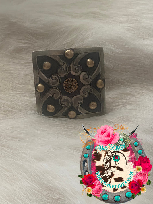 Handmade Square with Spots Wild Rag Slide 5/8" Rings