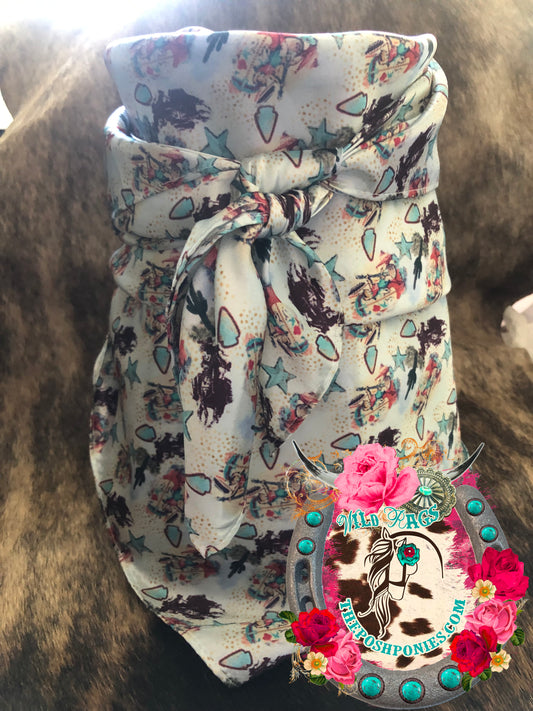 Custom Barrel Racer and Vintage Country Girl Wild Rag 35 x 35