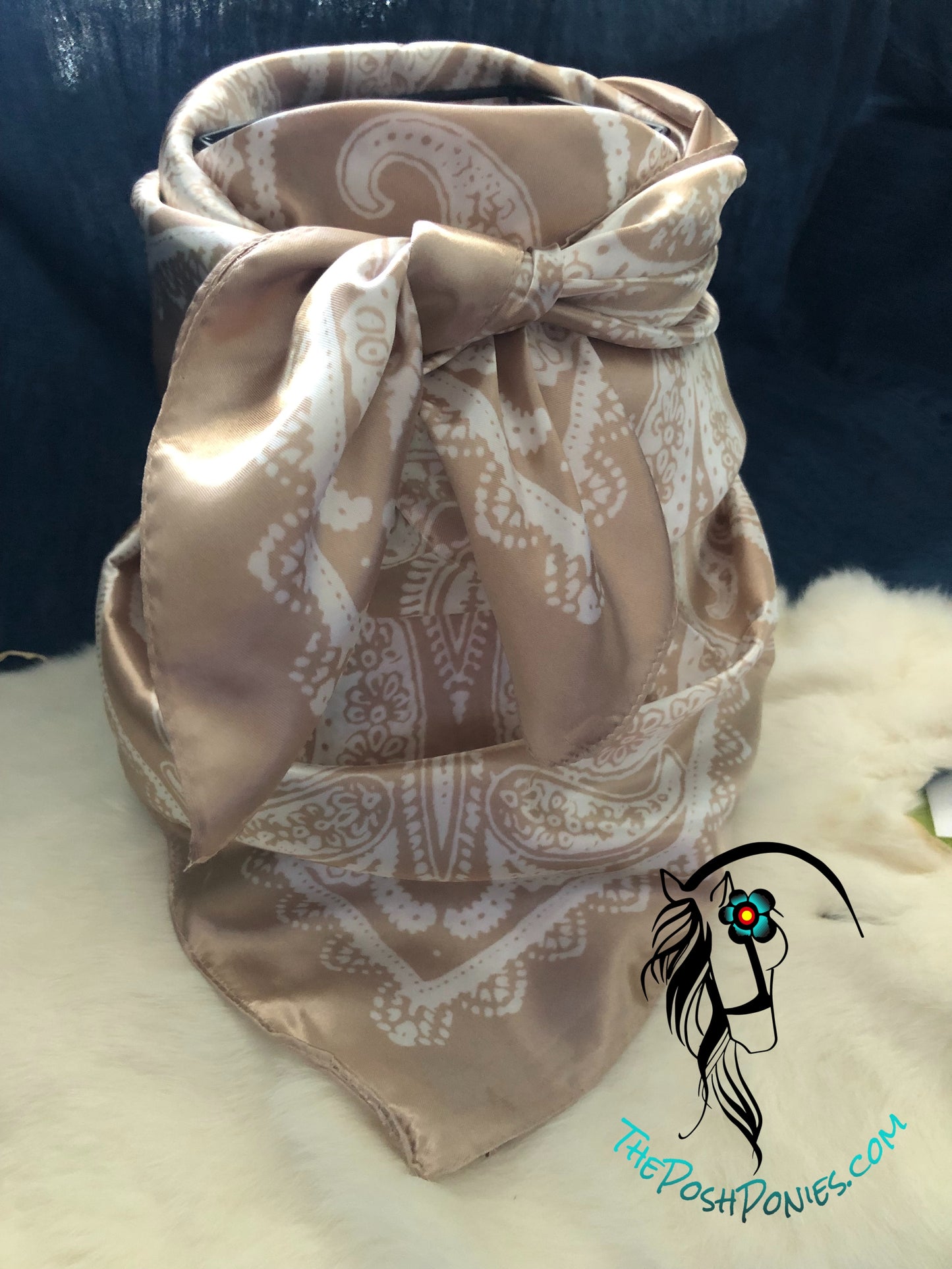 Cool Tan Color Paisley Wild Rag 35 x 35