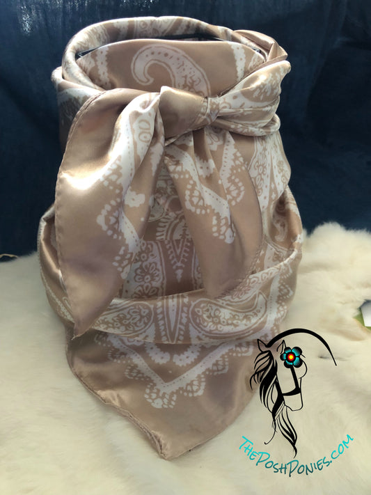 Cool Tan Color Paisley Wild Rag 35 x 35