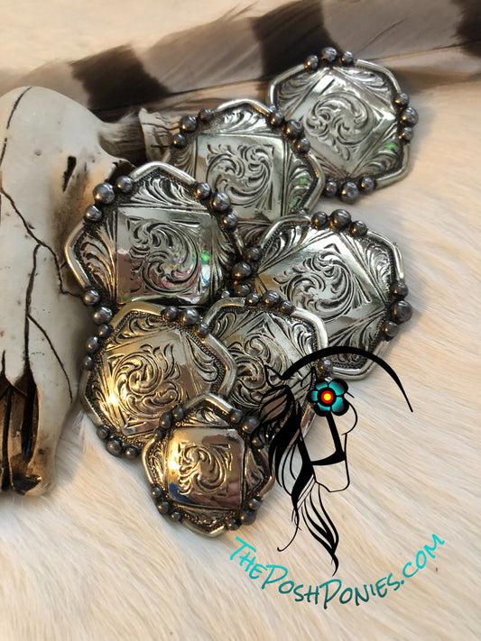 Handmade Cowboy Traditional Chicago Back Square Conchos 1", 1.25" 1.5", each sold separately