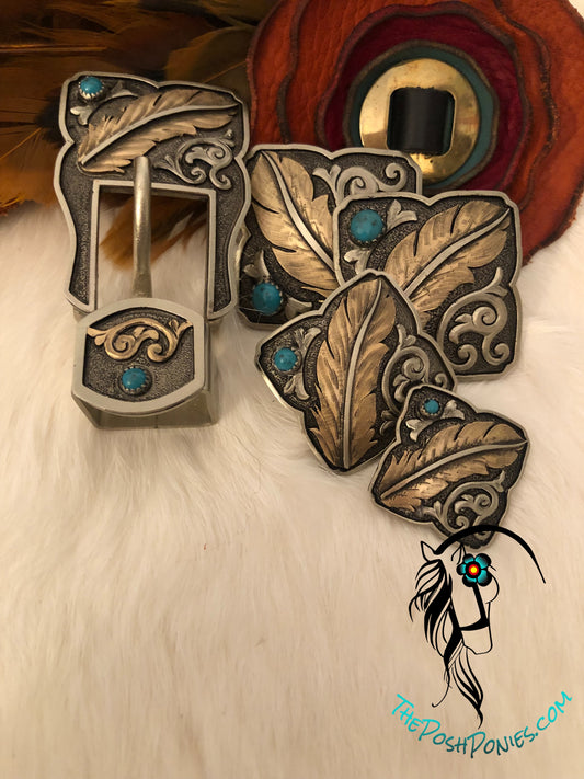 Handmade Fallon Feather Chicago Back Collection-1", 1.25", 1.5" & 3/4" Buckle/Keeper-each sold separate