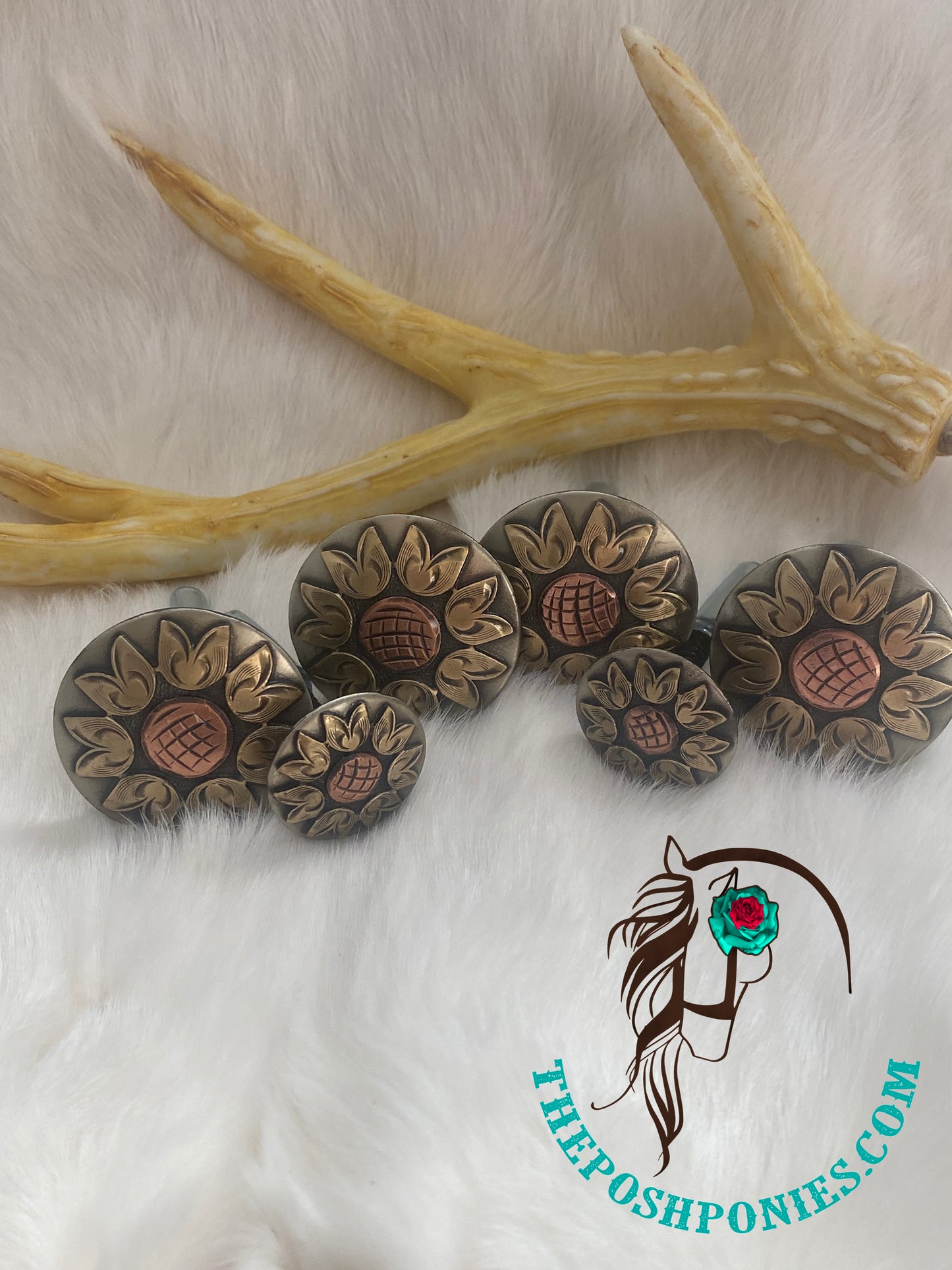 Handmade Guala Sunflower Saddle Set-4-1.5"/2-1" sold as set