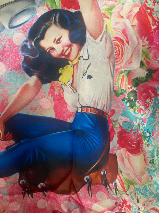 Custom Vintage Glamorous Cowgirls Wild Rag 35 x 35