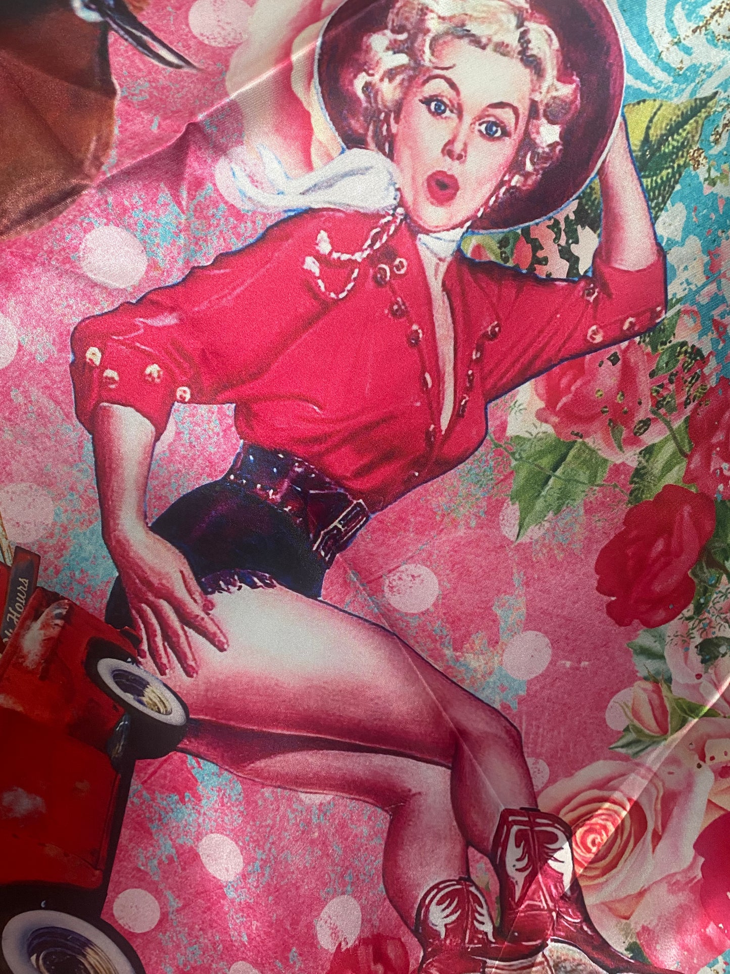 Custom Vintage Glamorous Cowgirls Wild Rag 35 x 35