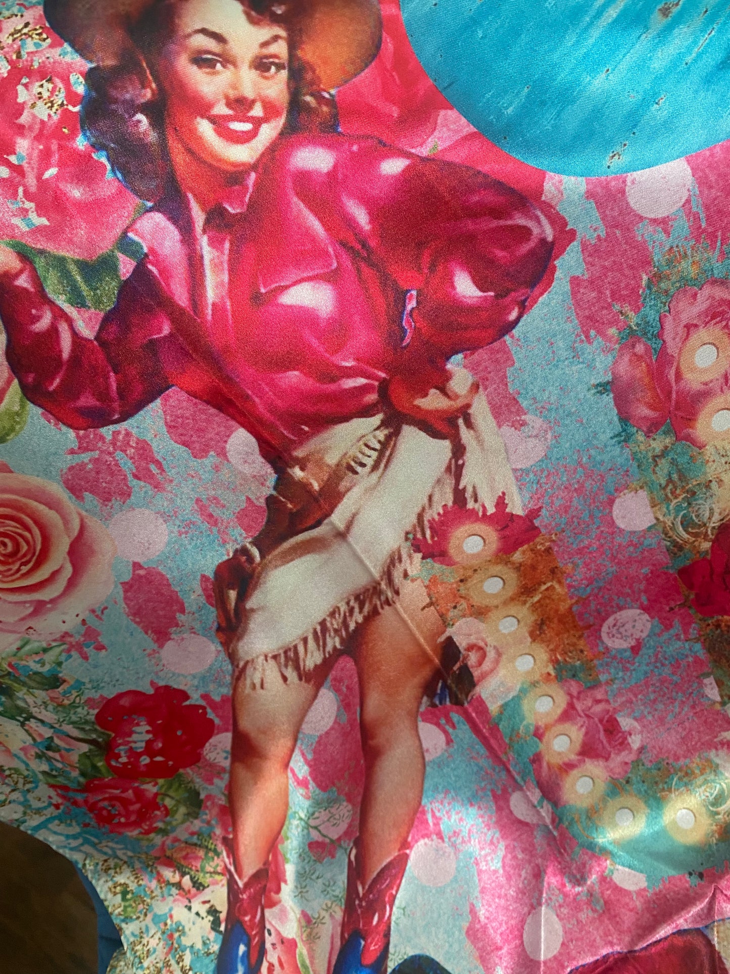 Custom Vintage Glamorous Cowgirls Wild Rag 35 x 35