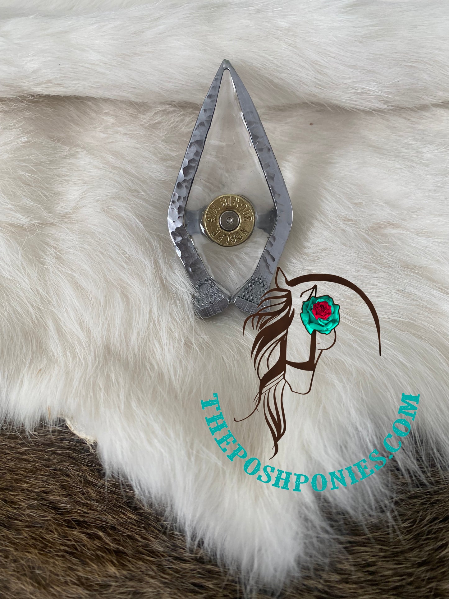 Handmade Open Horse Shoe Nail with Bullet Wild Rag Slide by Krazy J Designs