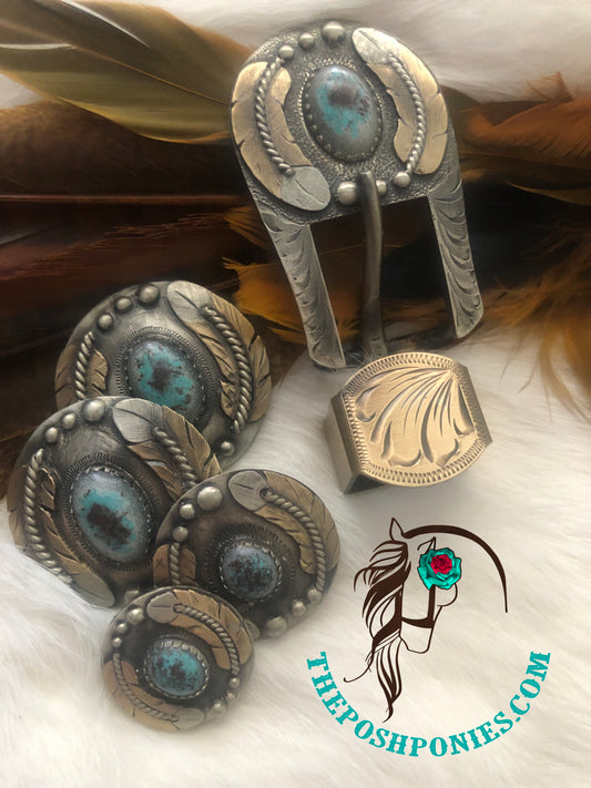 Handmade Opal and Feathers Chicago Back-1", 1.25" & 1.5" and 3/4" Tack Buckle/Keeper-each sold separately