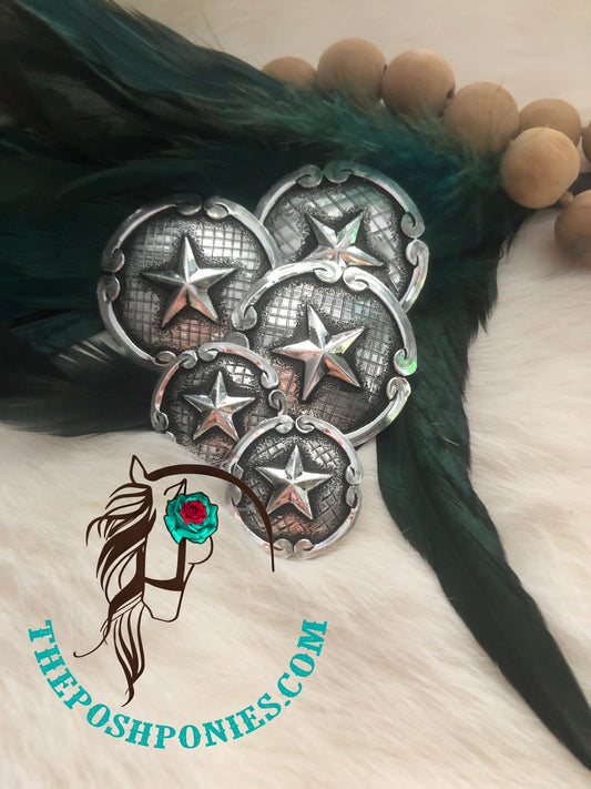 Handmade Silver Stars Chicago Back Concho-1" & 1.5" available