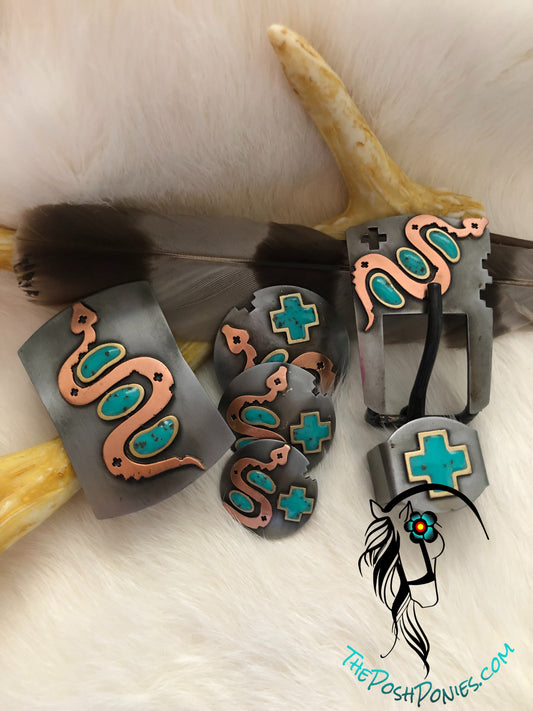 Handmade Copper Snake Collection-Conchos 1", 1.25", 1.5" & 2 styles 3/4" buckles-each piece sold separate