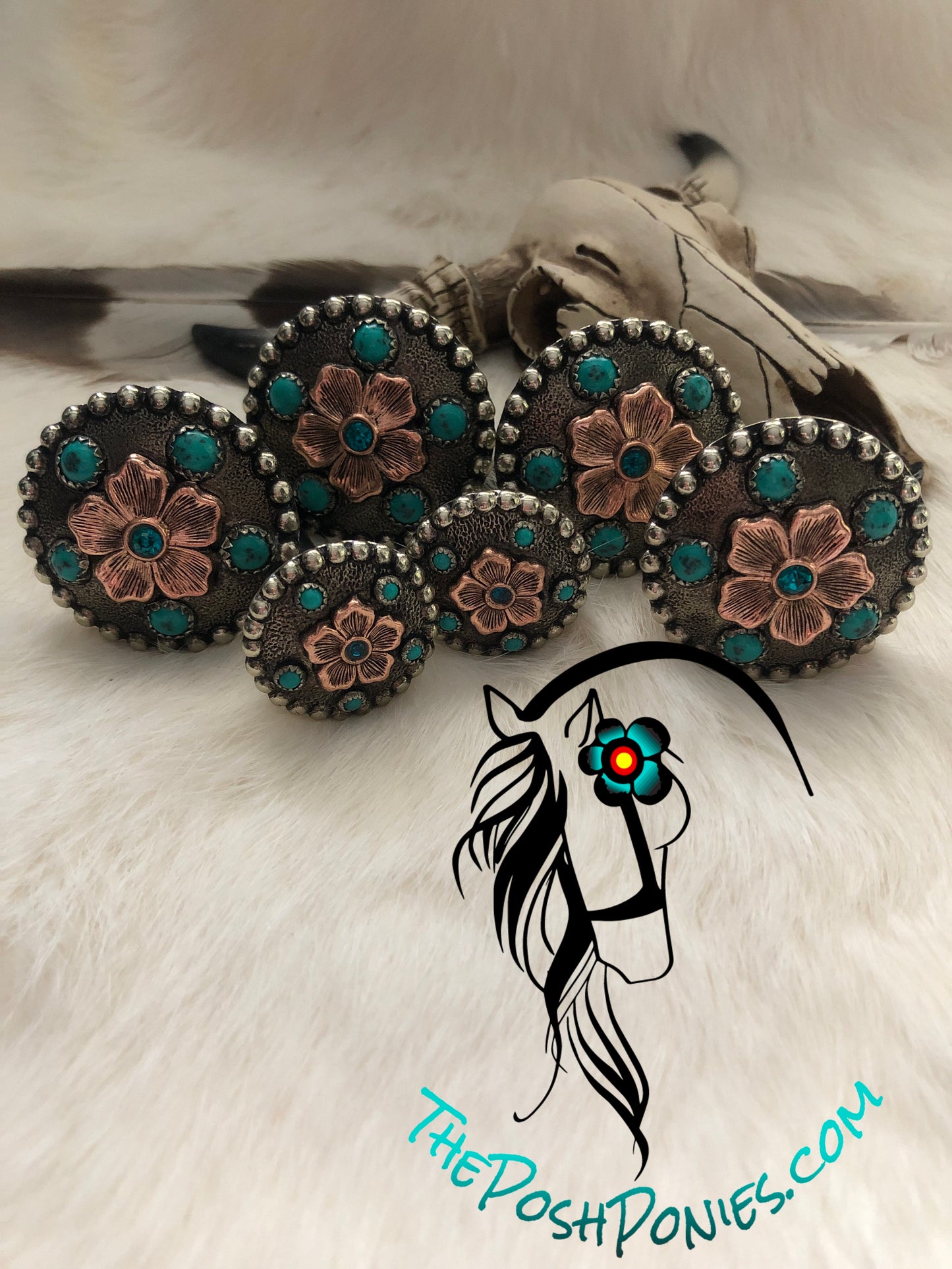 Handmade Turquoise Florette Saddle Set