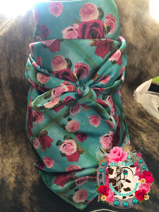 Custom Vintage Spring Roses Wild Rag 35 x 35