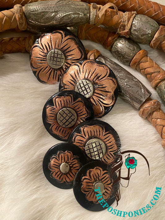 Handmade Nevada Copper Flower Chicago Back Concho-Collection Shown-Sold Separate