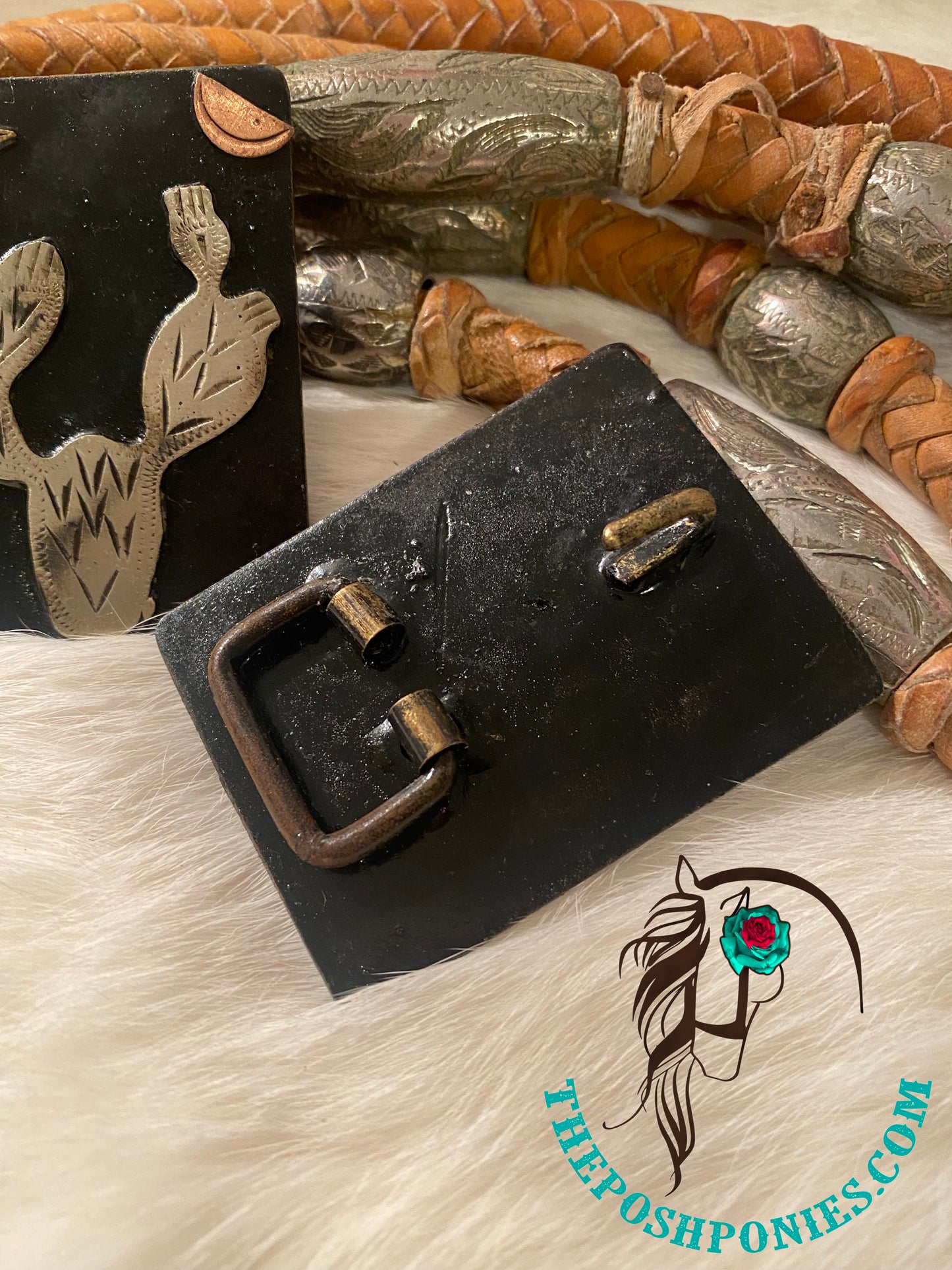 Handmade Nevada Desert Cactus Cowboy Collection Hook Back Tack Buckle-3/4"-Sold Separate