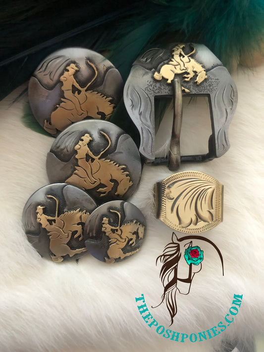 Handmade Buckin' Bronc Collection-1", 1.25", 1.5", 3/4" Buckle/Keeper-each item sold separate