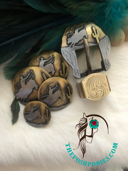 Handmade Cactus Buckin' Bull Collection-Chicago Back 1", 1.25", 1.5", 3/4" Buckle/Keeper-each sold separate