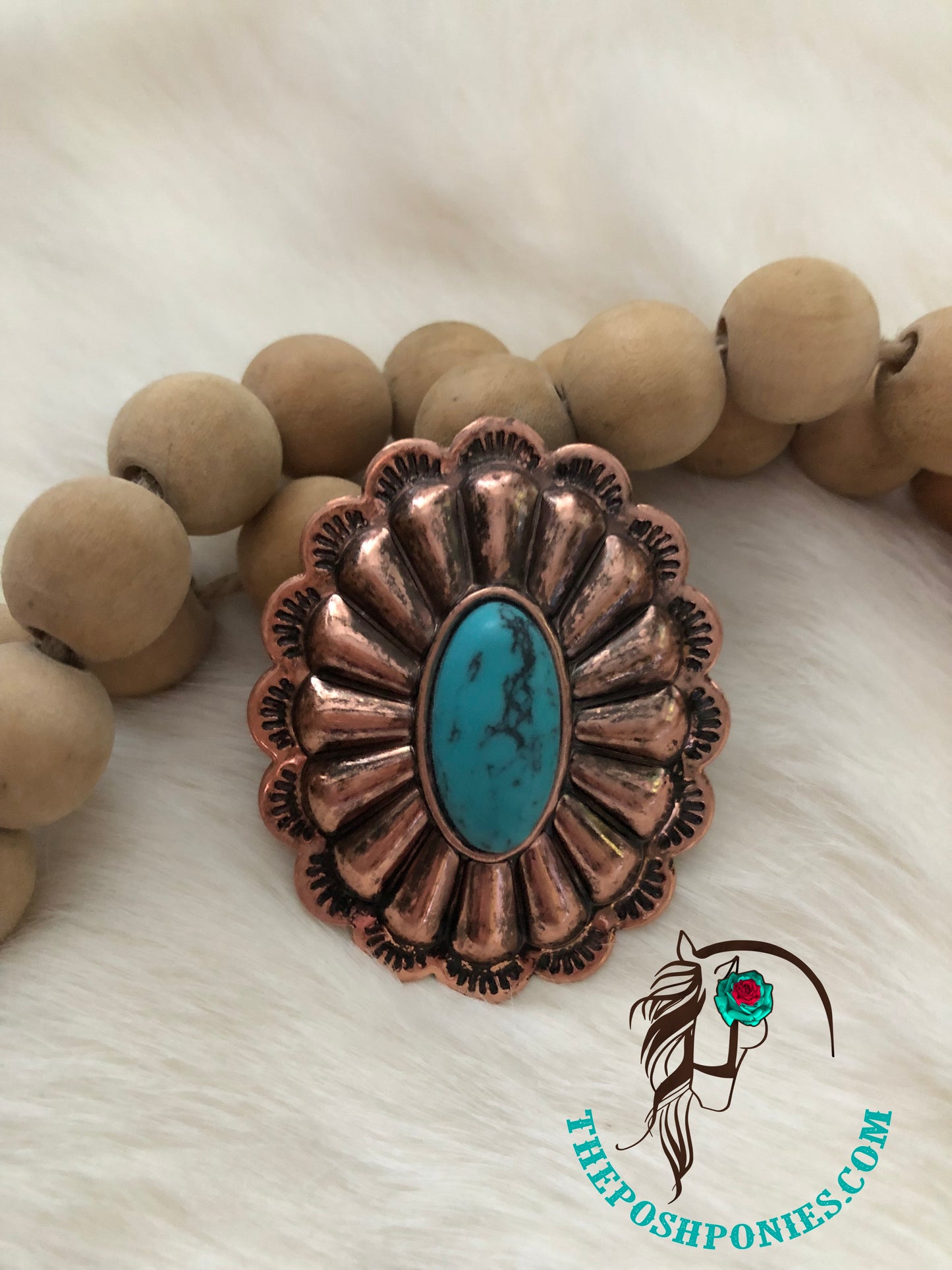 Copper Turquoise Burst double ring back Wild Rag Slide