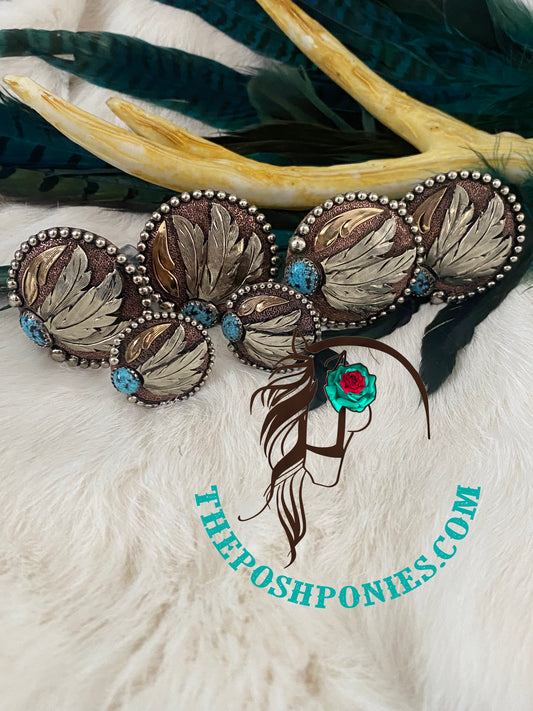 Handmade Feather Falls Saddle Set 4-1.5", 2-1"
