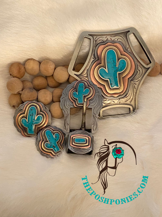 Handmade Groovy Cactus Collection-1.25", 1.5", Center Plate, 3/4" Buckle/Keeper